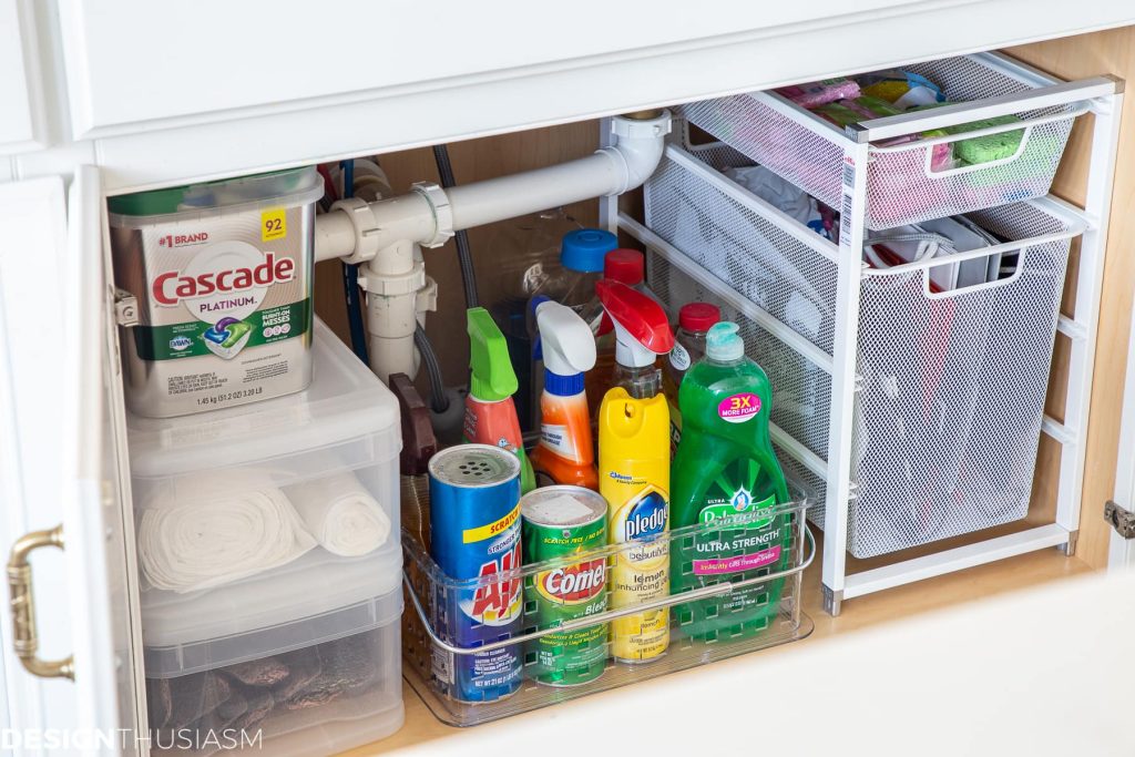 How to Organize Cleaning Supplies under Kitchen Sink